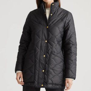 Quince Featherless Quilted Long Puffer Jacket sz M Black Full Zip